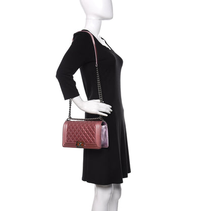 Chanel Metallic Patent Calfskin Quilted Medium Boy Flap Light Pink 2 of 10