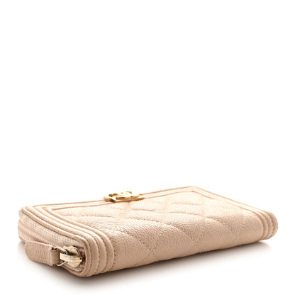 Chanel Caviar Quilted Small Boy Zip Around Wallet Beige 4 of 13