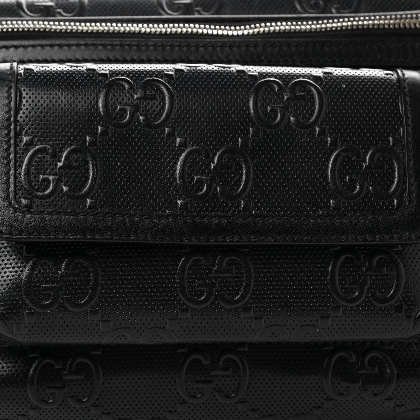 Calfskin GG Tennis Embossed Pocket Belt Bag Black