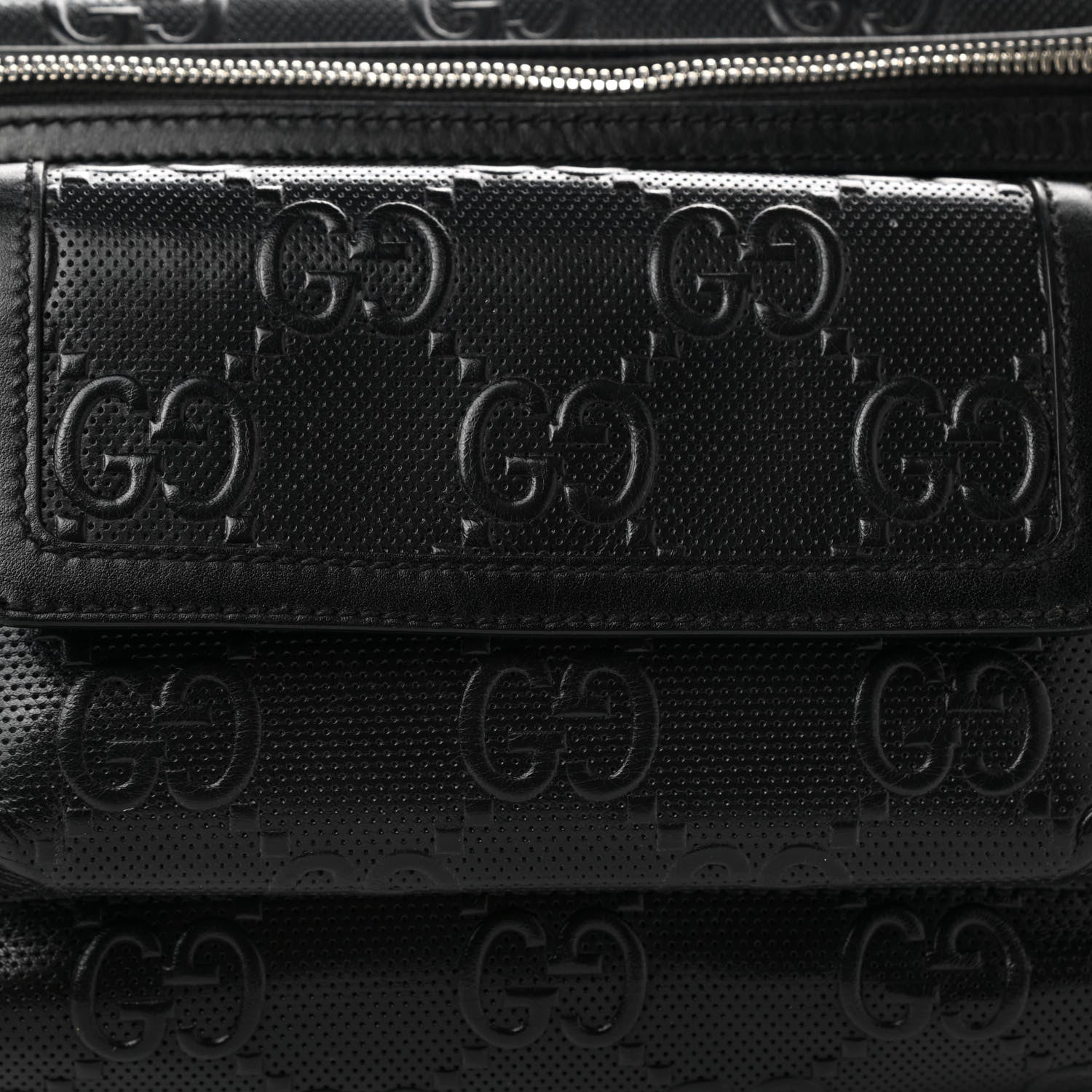 Gucci Calfskin GG Tennis Embossed Pocket Belt Bag Black 9 of 11