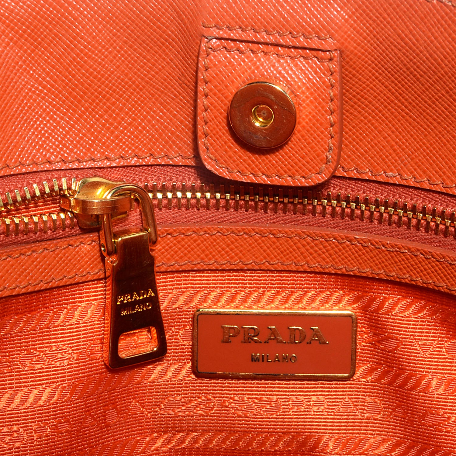 Prada Saffiano Lux Medium Tote Papaya 6 of 10