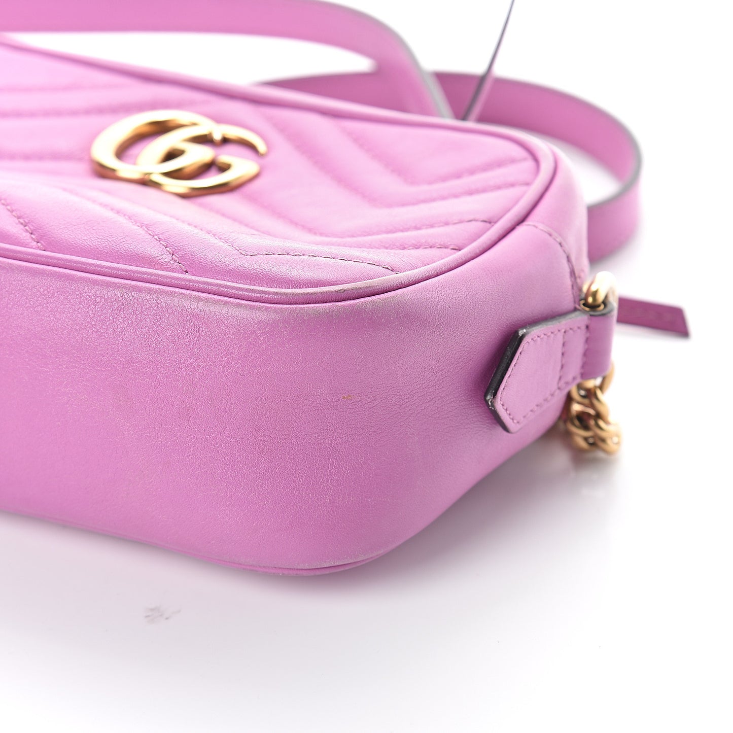 Calfskin Matelasse Mini GG Marmont Chain Shoulder Bag Candy Mousse