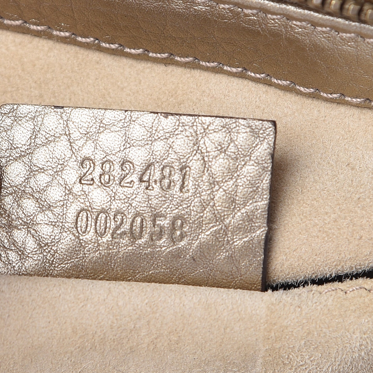 Metallic Pebbled Calfskin Small 1973 Top Handle Satchel Golden Beige