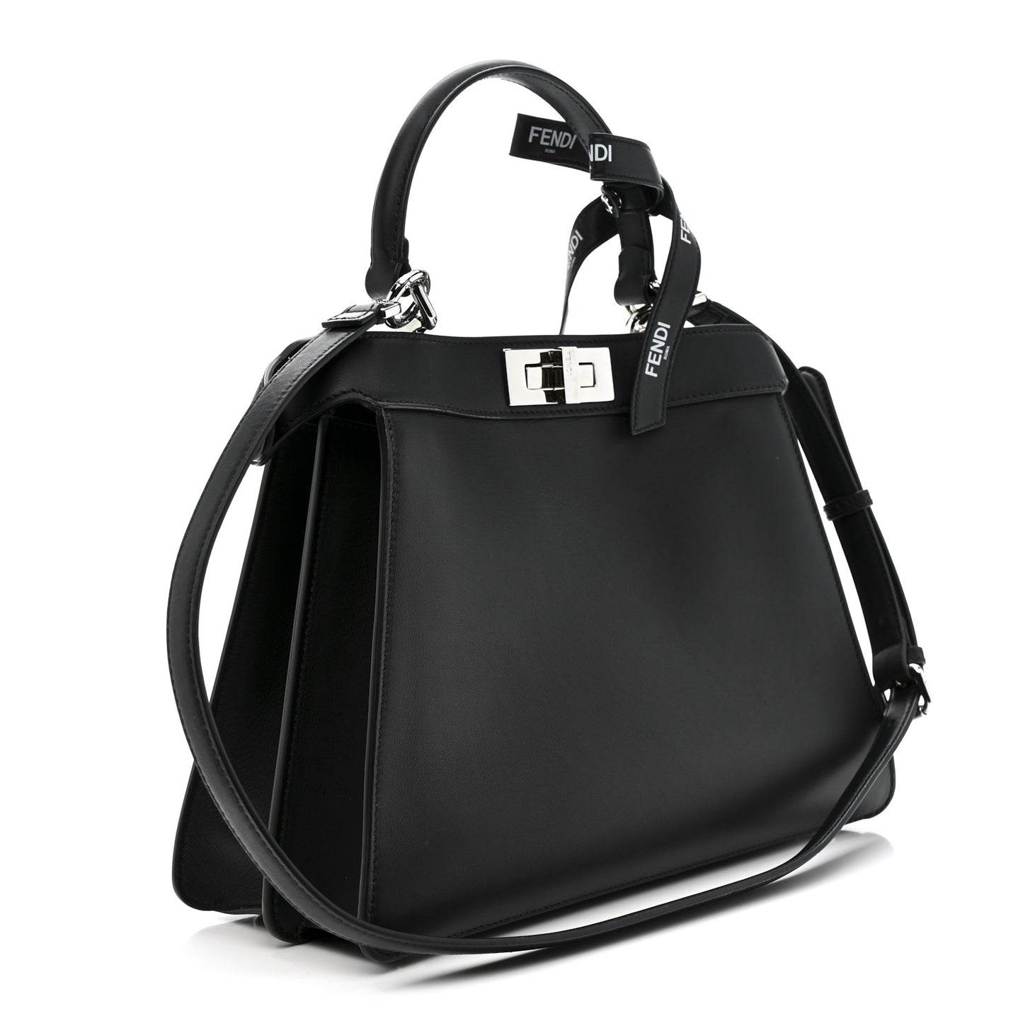 X MARC JACOBS Vitello Seta Shiny Nappa Medium Peekaboo I SEE U Satchel Black