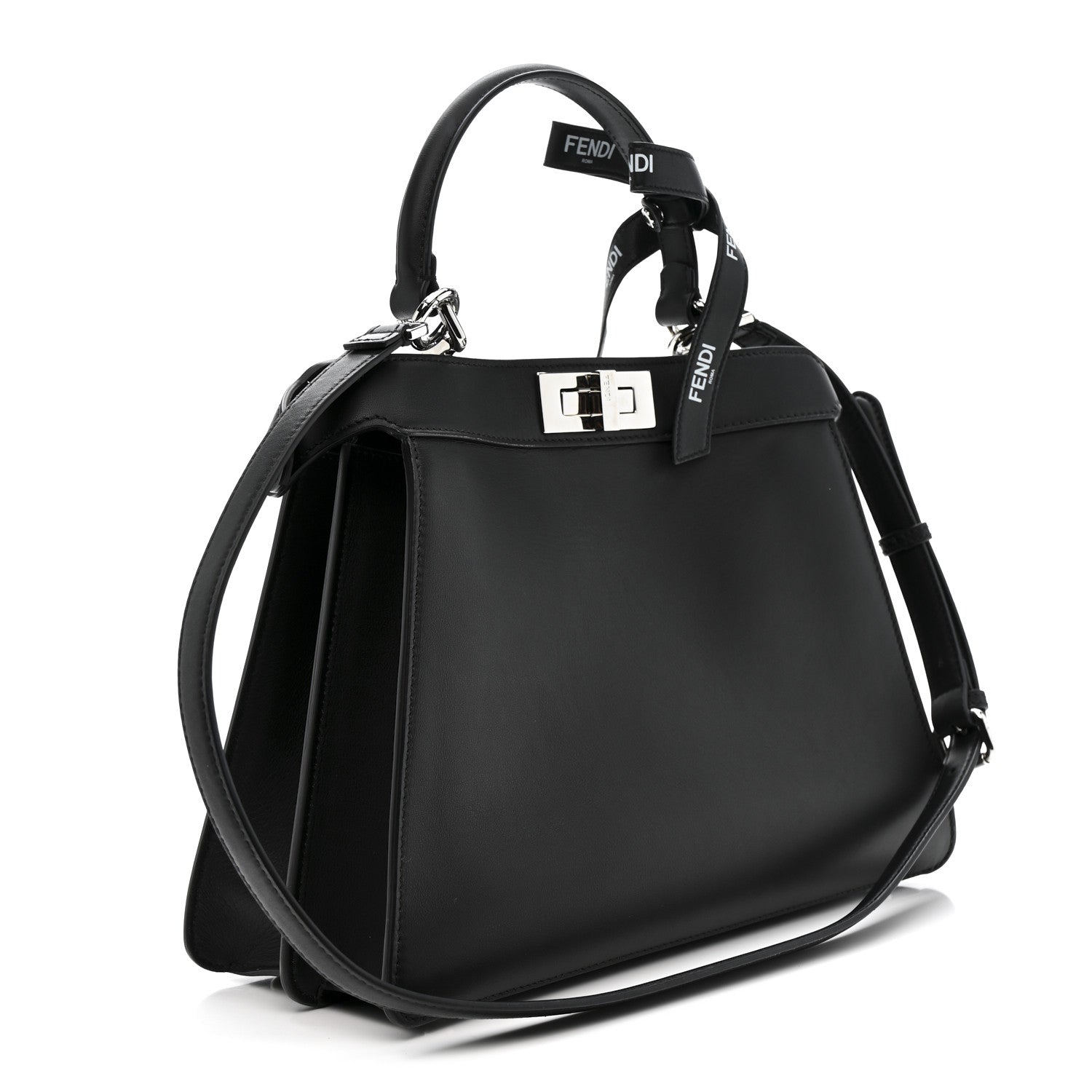 Fendi X MARC JACOBS Vitello Seta Shiny Nappa Medium Peekaboo I SEE U Satchel Black 3 of 11