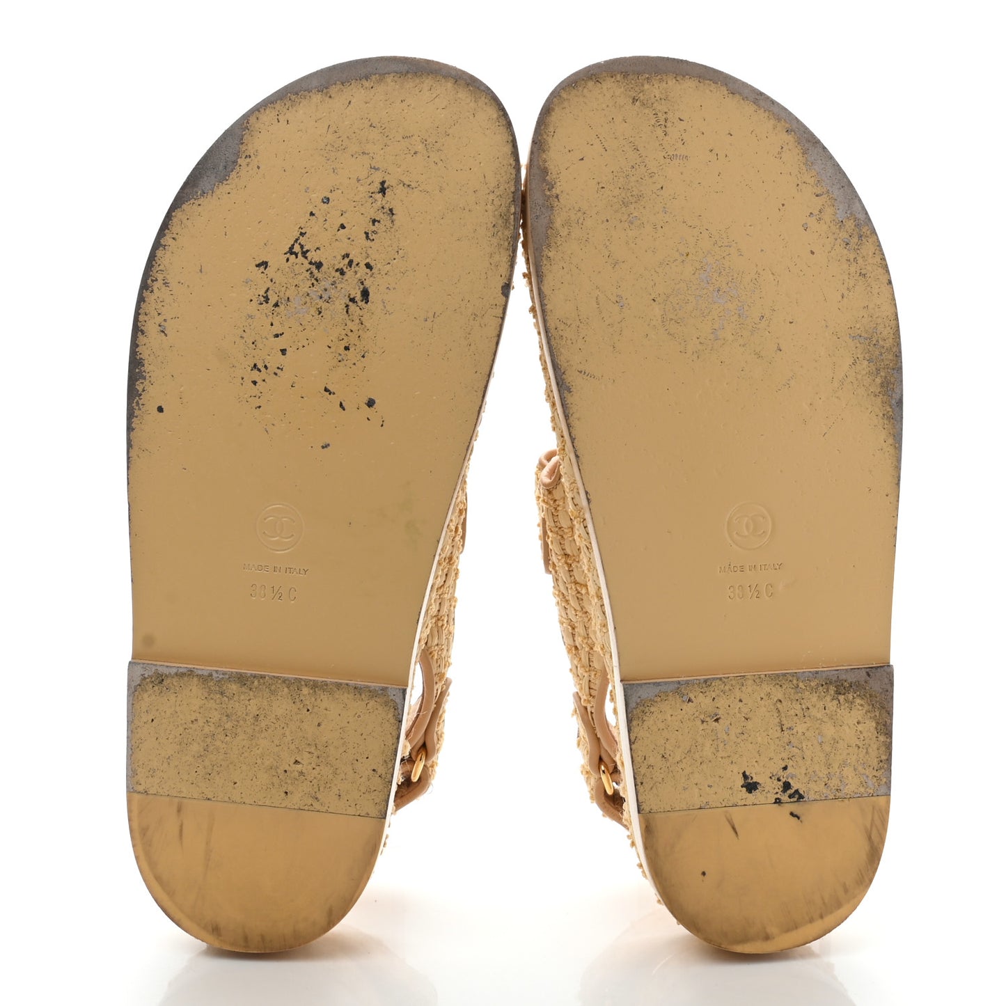 Braided Fabric Velcro Dad Sandals 38.5 Beige