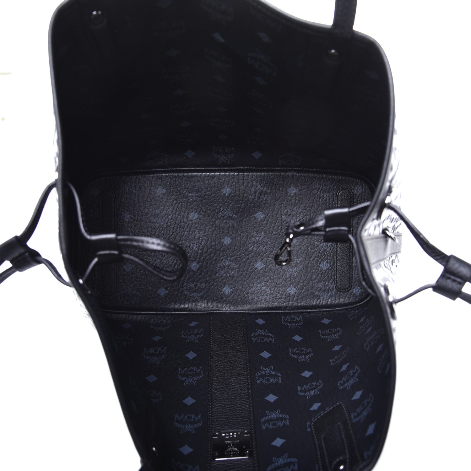 MCM Visetos Medium Liz Reversible Shopper Tote Black 9 of 14