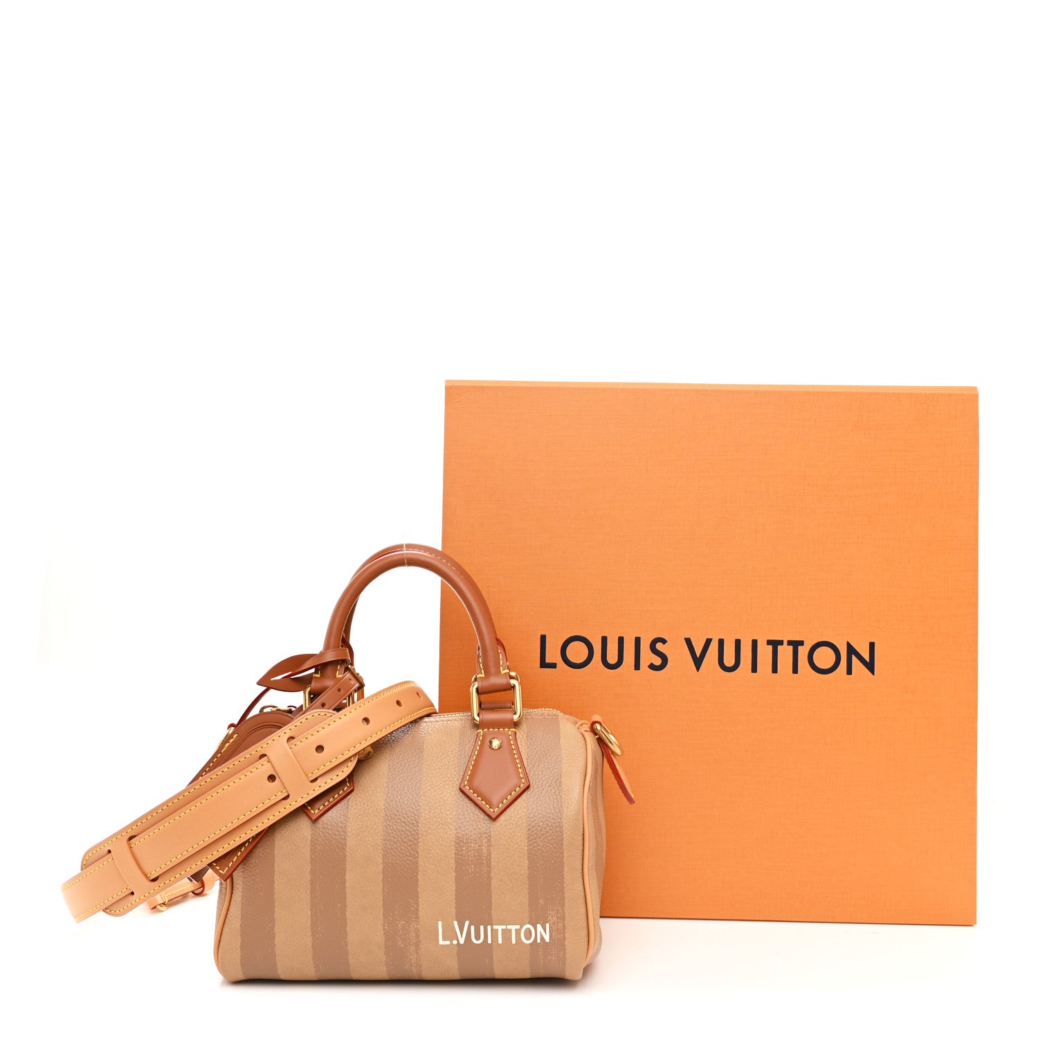 Louis Vuitton Calfskin Washed Stripes Speedy P9 Bandouliere 20 Camel 14 of 14
