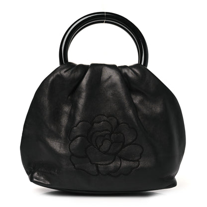 Chanel Lambskin Camelia Round Handle Mini Bag Black 1 of 13