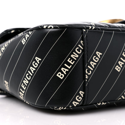 Gucci X BALENCIAGA Calfskin Matelasse Logo Print Small GG Marmont Shoulder Bag Black 8 of 9