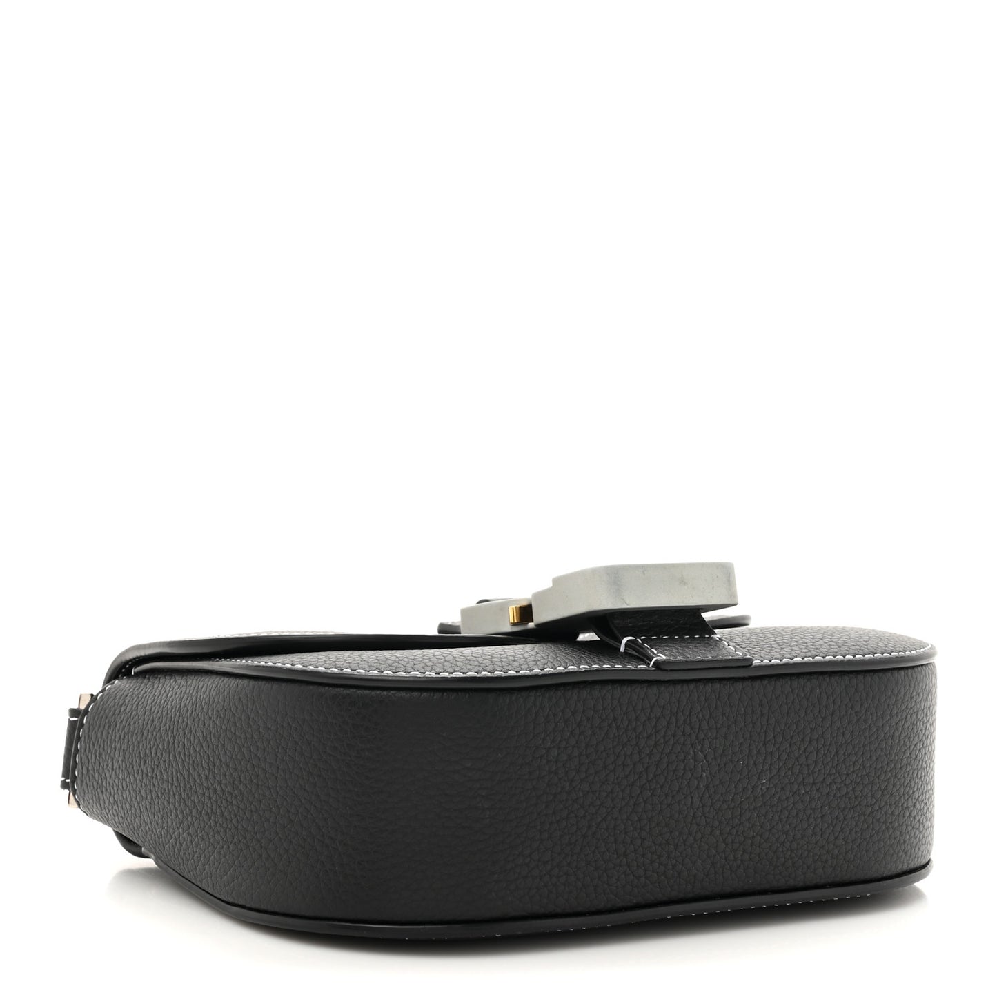 Grained Calfskin Saddle Messenger Bag With Strap Black