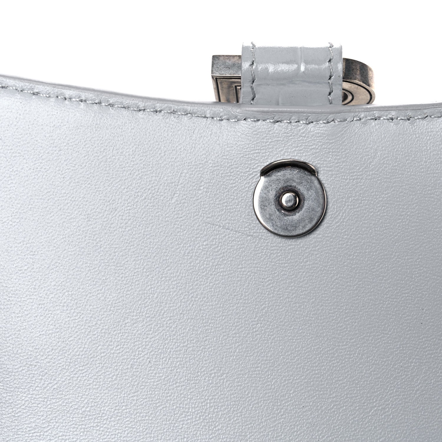Balenciaga Shiny Calfskin Crocodile Embossed Hourglass Chain Bag Ash Blue 11 of 15