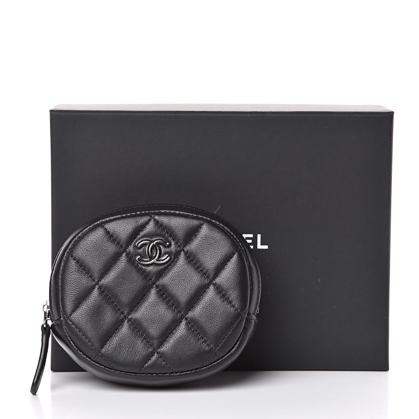 Lambskin Quilted Zip Around Classic Coin Purse Black