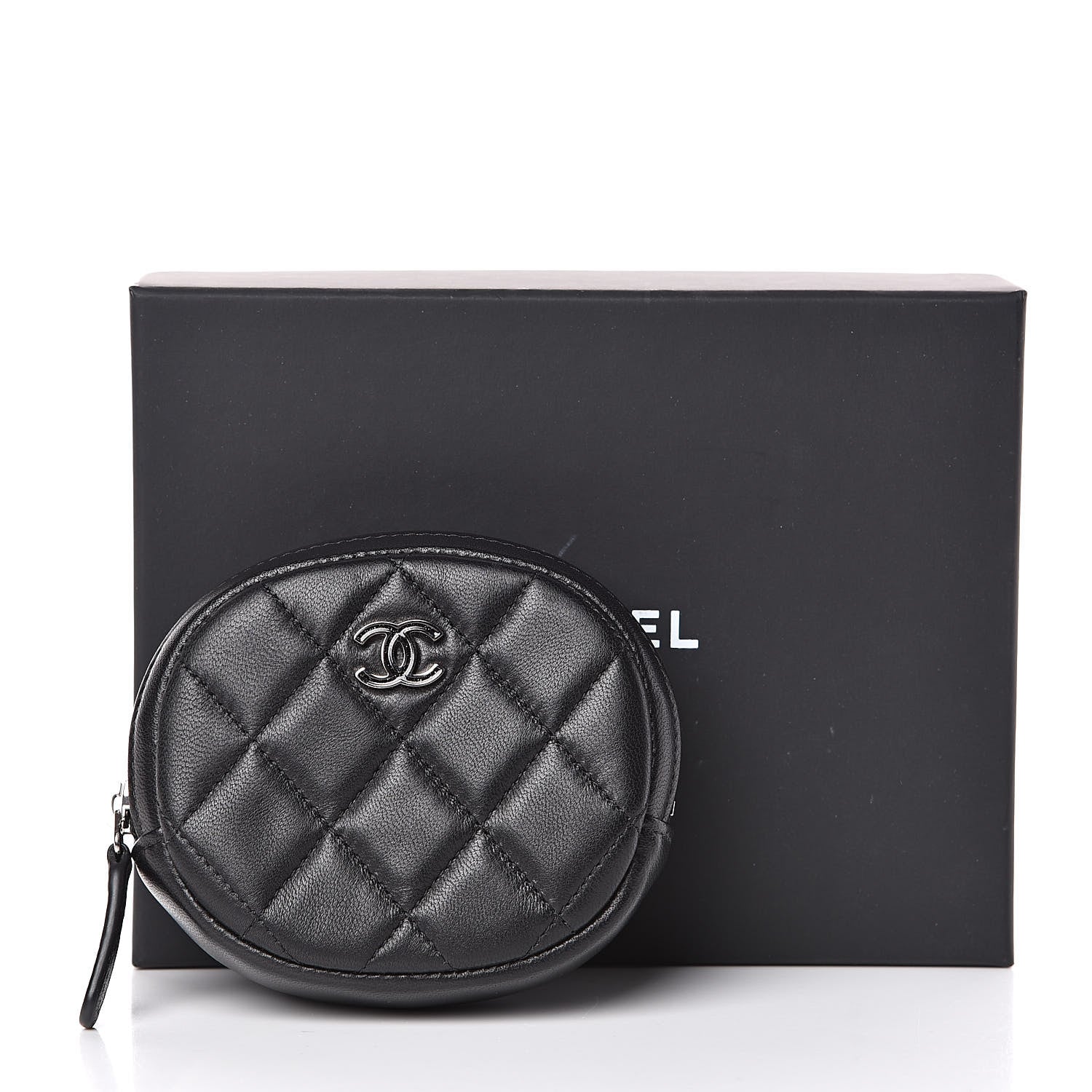 Chanel Lambskin Quilted Zip Around Classic Coin Purse Black 8 of 8