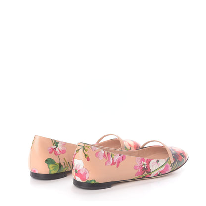 Gucci Calfskin Blooms Print Ballet Flats 35 Pink Apricot Multicolor 4 of 11
