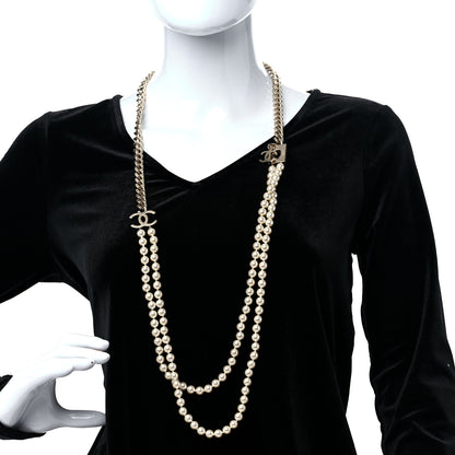 Chanel Pearl Chain CC Long Necklace Gold 3 of 7