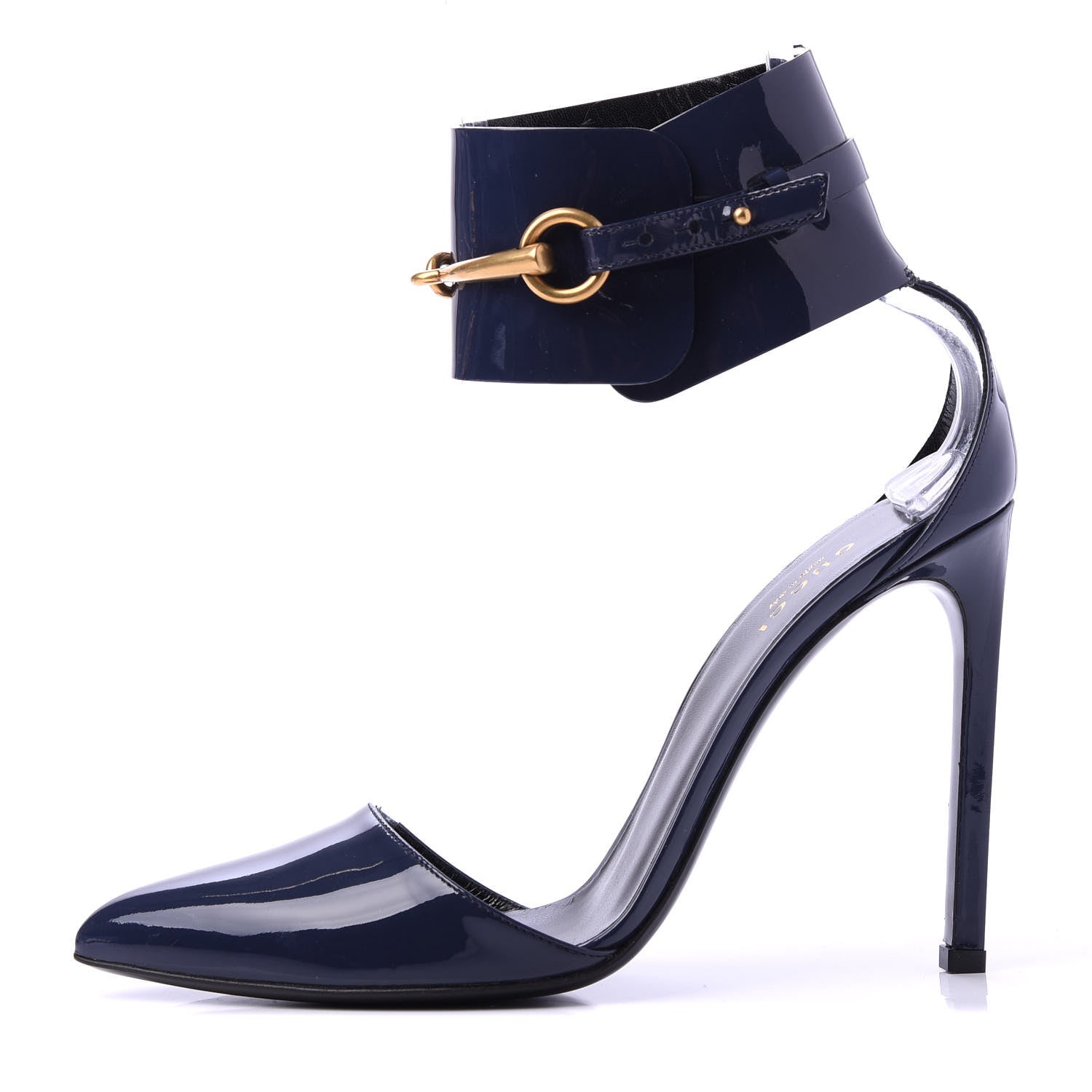 Gucci Vernice Crystal Ursula Ankle Wrap Pumps 38.5 Classic Marine 1 of 7