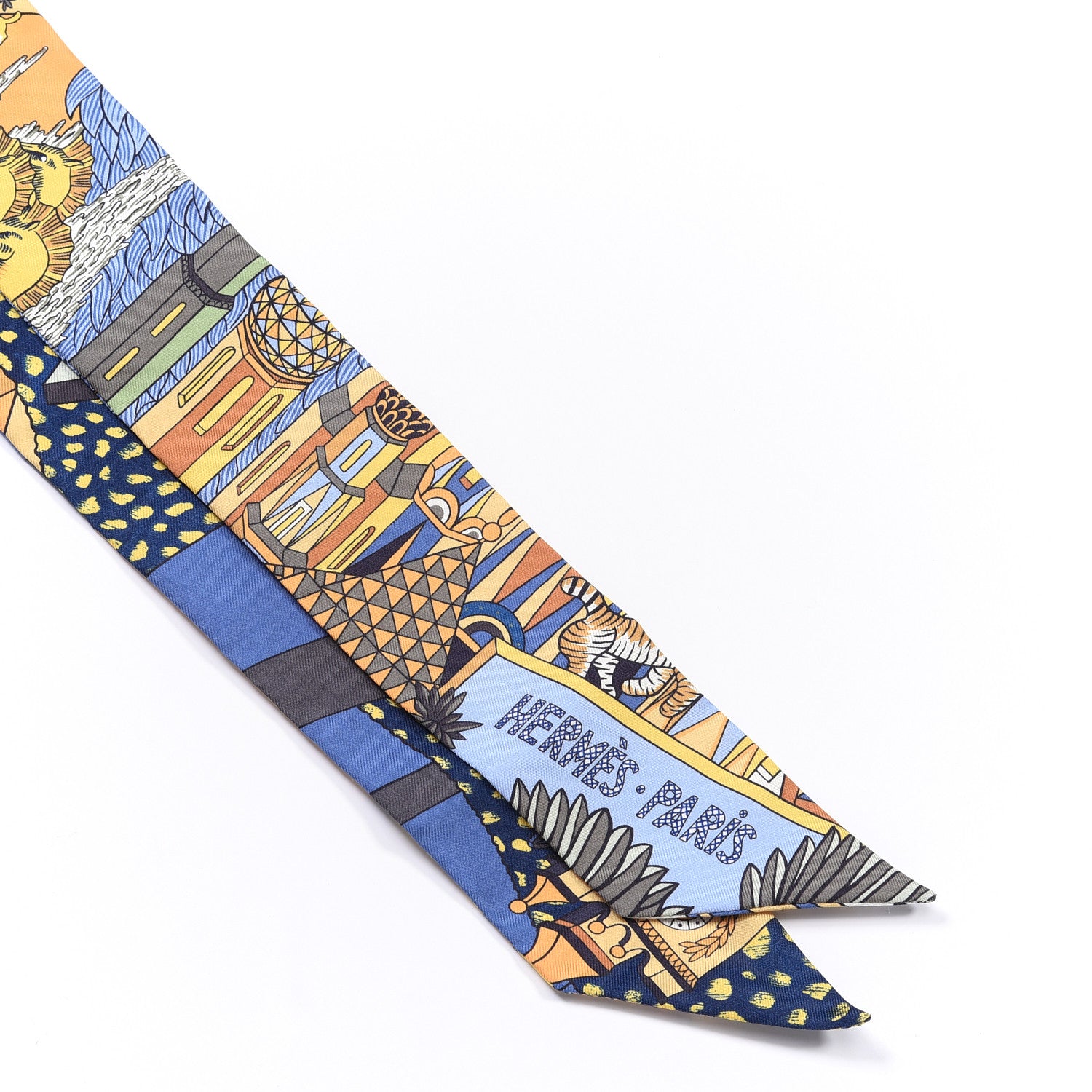 Hermes Silk Animapolis Plumetis Twilly 4 of 4