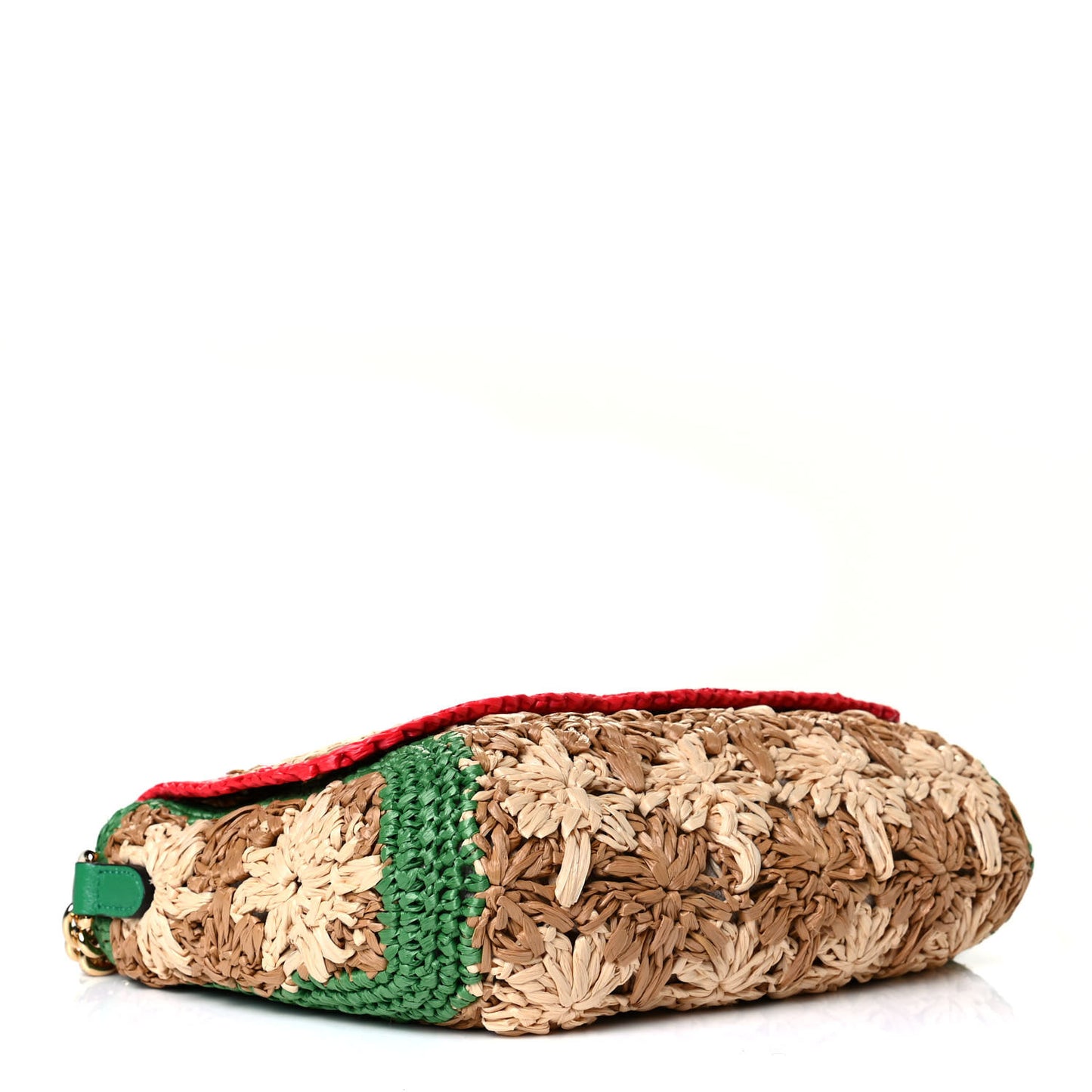 Raffia Azalea Calfskin Crochet Flower Small GG Marmont Shoulder Bag Natural Ecru Green Red New Shamarock