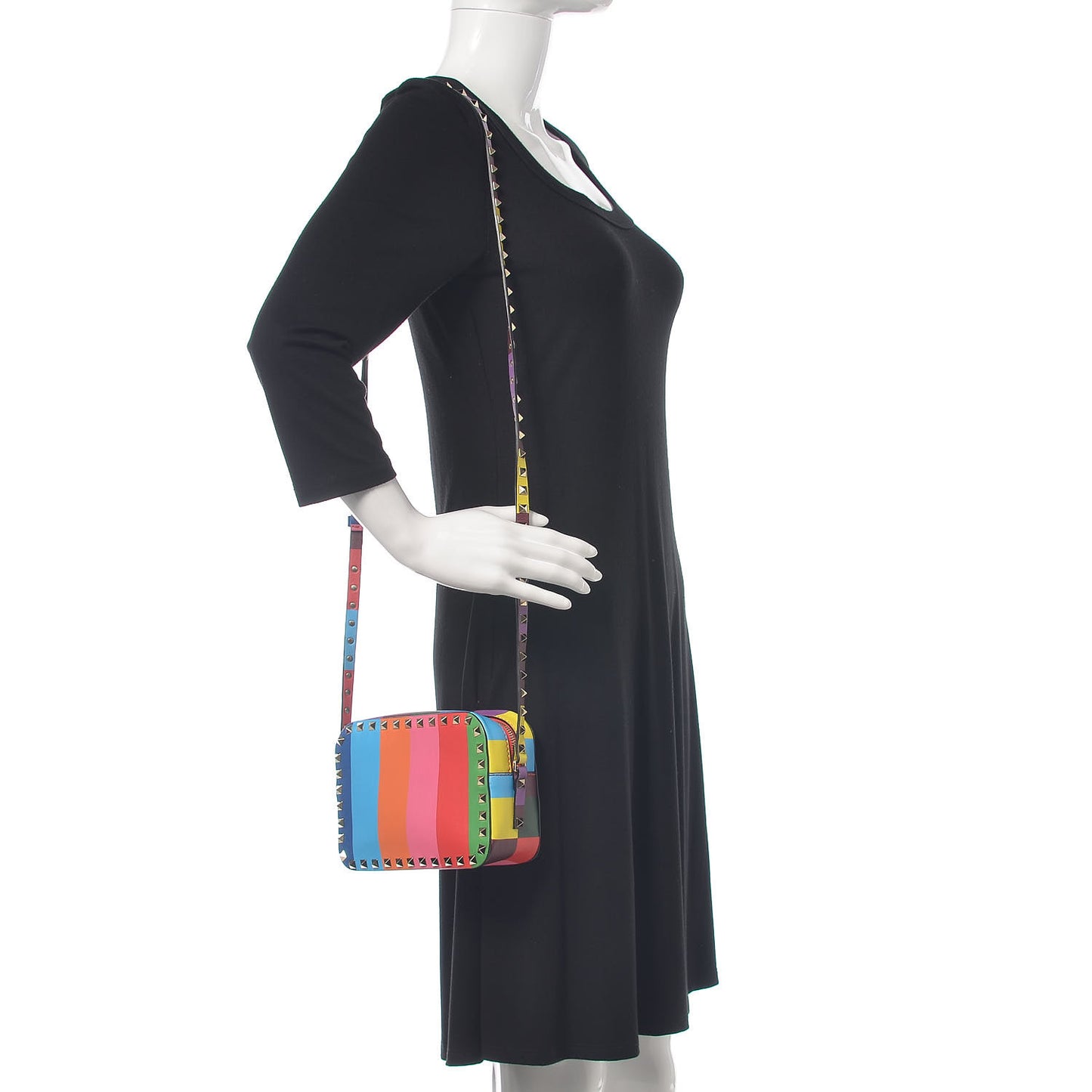 Vitello 1973 Rockstud Camera Crossbody Bag Multicolor