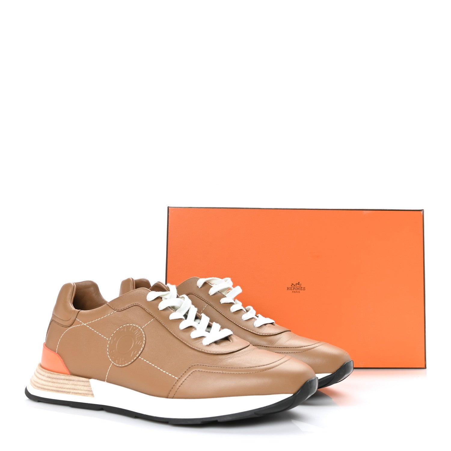 Hermes Calfskin Mens Drive Sneakers 46 Naturel 11 of 11
