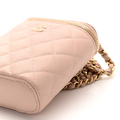 Chanel Caviar Quilted Small Vertical Coco Beauty Vanity Case With Chain Light Pink 9 of 10
