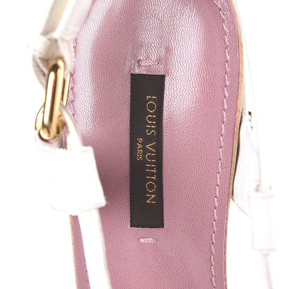 Louis Vuitton Patent Pomegranate Wedge Sandals 39.5 White 10 of 11