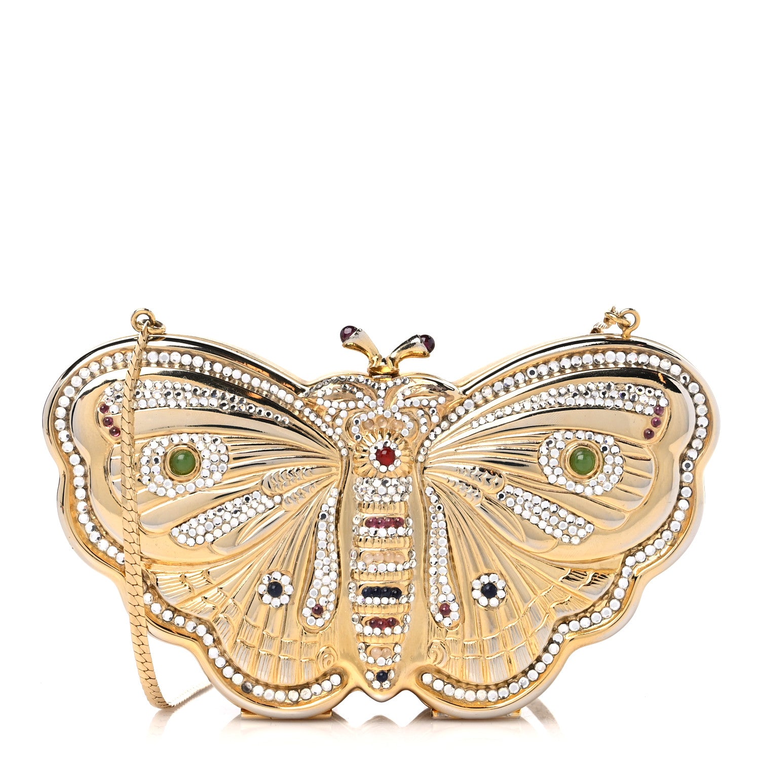 Judith Leiber Crystal Butterfly Celestrina Minaudiere Clutch Gold 3 of 10