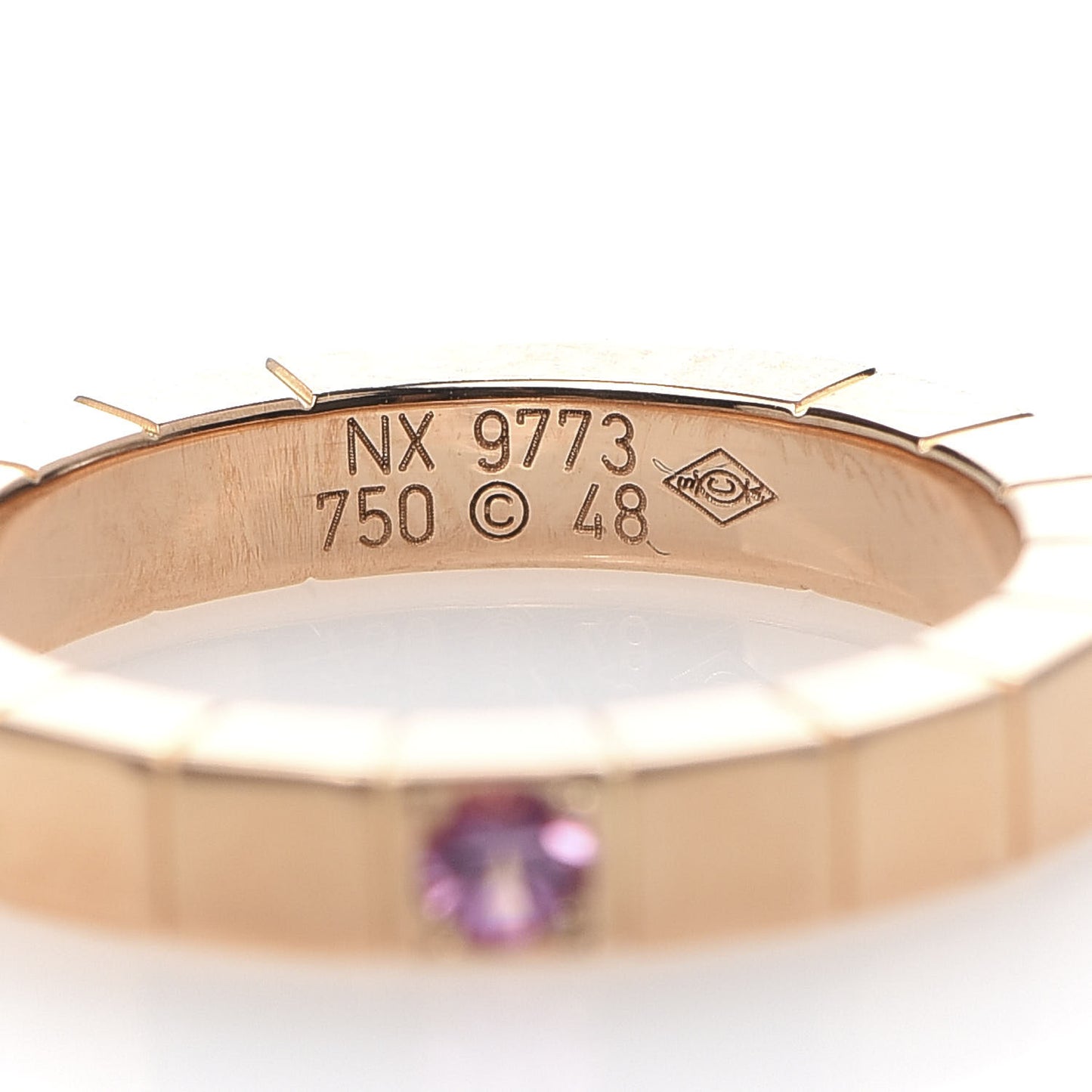 18K Pink Gold Pink Sapphire Lanieres Ring 48 4.5