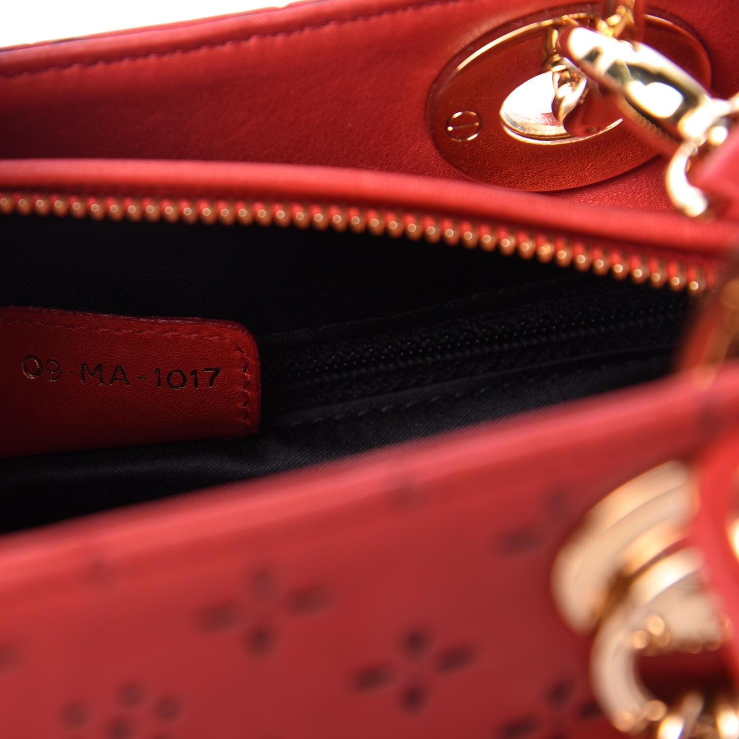 Christian Dior Calfskin Laser Cut Medium Lady Dior Red 9 of 10