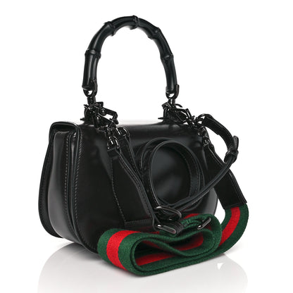 Gucci Boarded Dyana Lux Calfskin Web Monochrome Small Bamboo 1947 Top Handle Bag Black 3 of 10