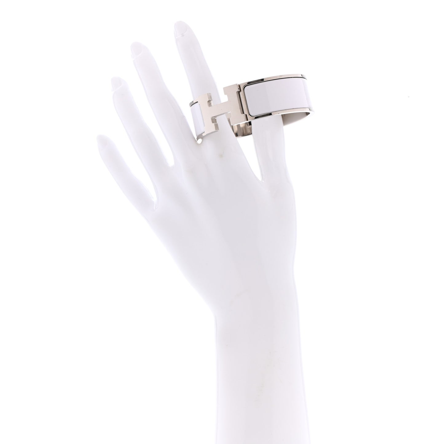 Enamel Wide Clic Clac H Bracelet GM White