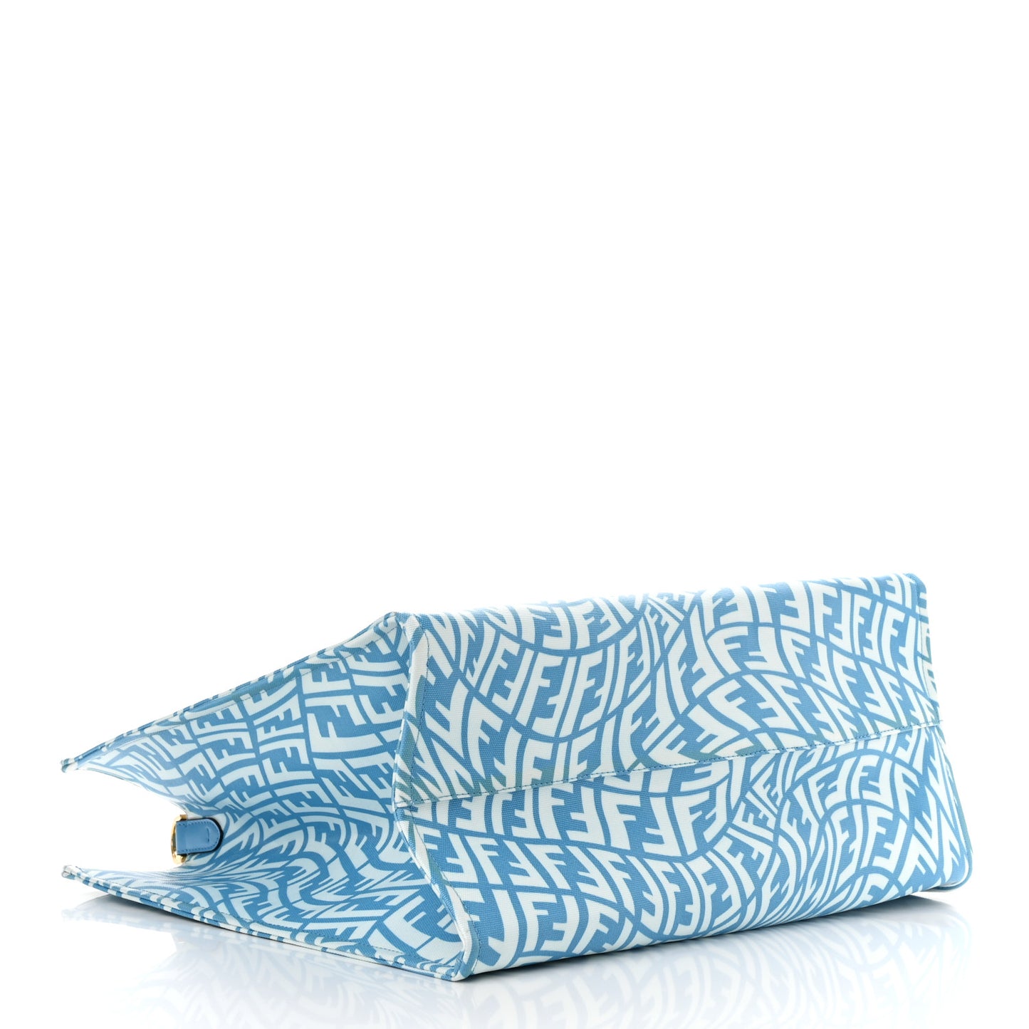 X SARAH COLEMAN Glazed Canvas Vitello King FF Vertigo Shopping Tote Bag Cyber Blue White