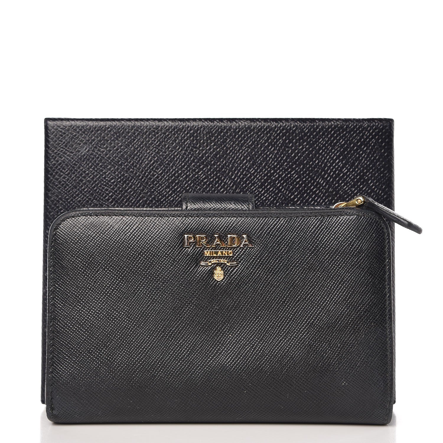 Prada Saffiano Compact Wallet Black 7 of 7