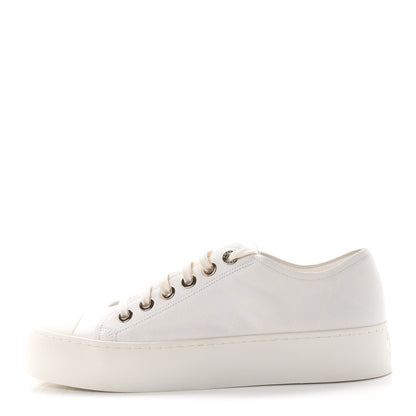 Chanel Lambskin Printed Logo Sneakers 39 White 1 of 9