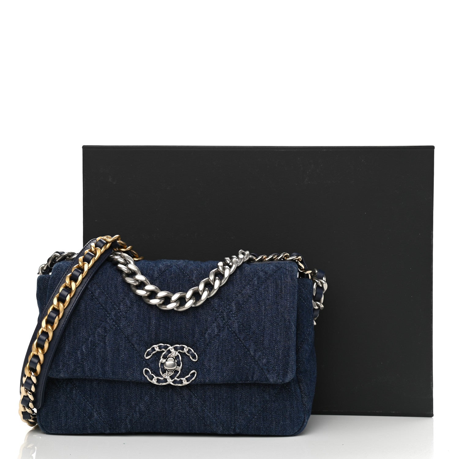 Chanel Denim Quilted Medium Chanel 19 Flap Blue 11 of 11