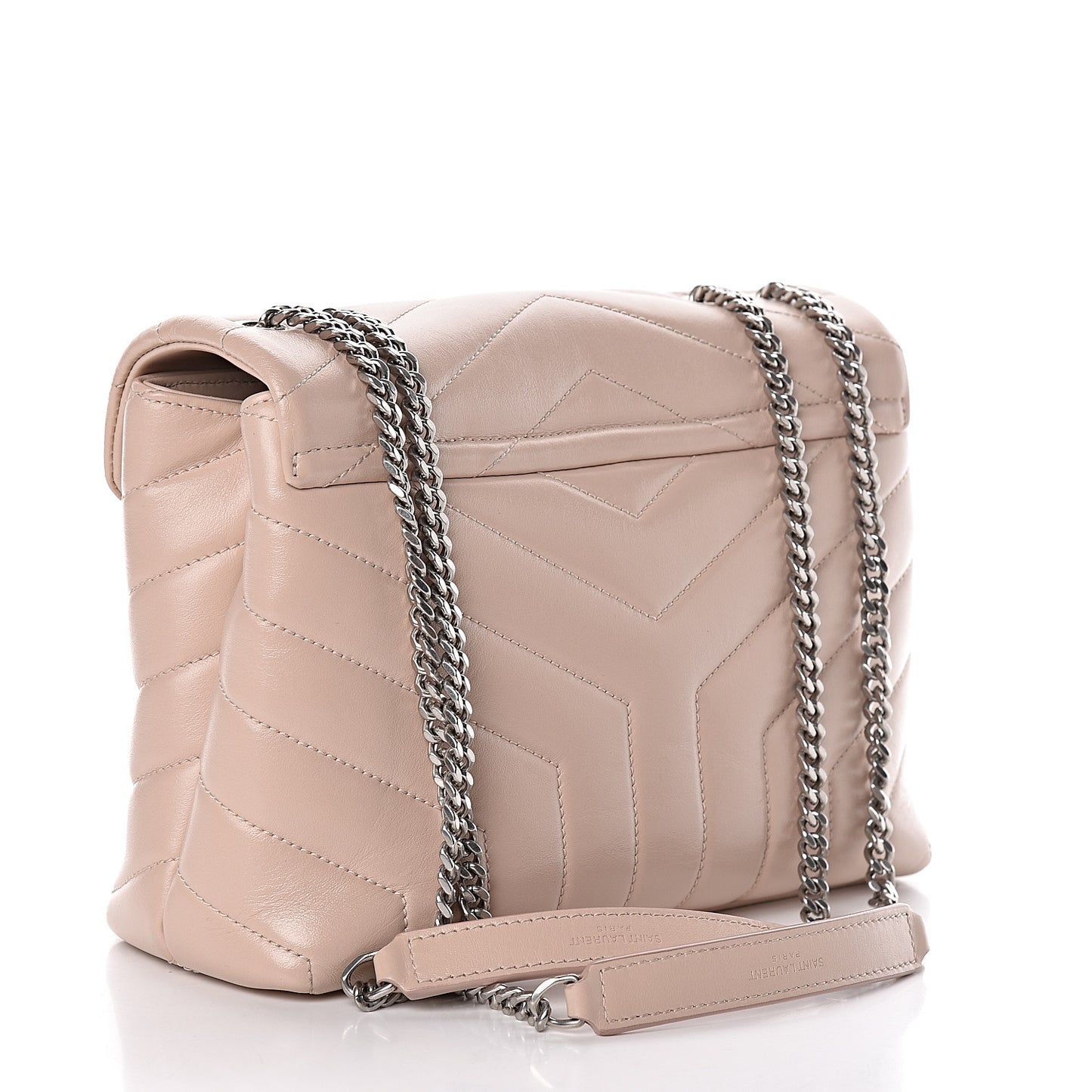 Calfskin Y Quilted Monogram Small Loulou Chain Satchel Nude Powder