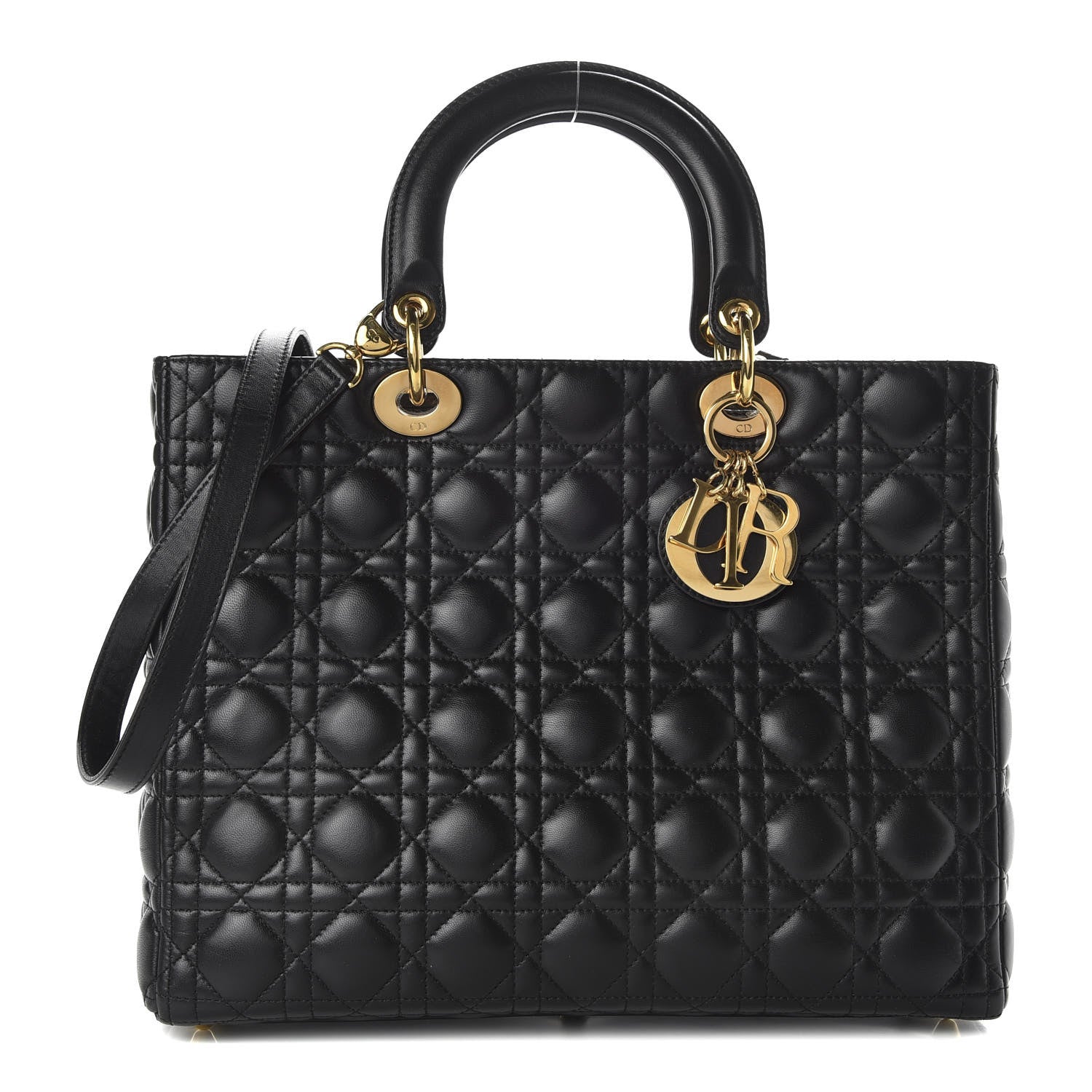 Christian Dior Lambskin Cannage Large Lady Dior Black 1 of 10