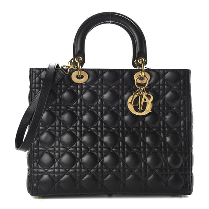 Christian Dior Lambskin Cannage Large Lady Dior Black 1 of 10