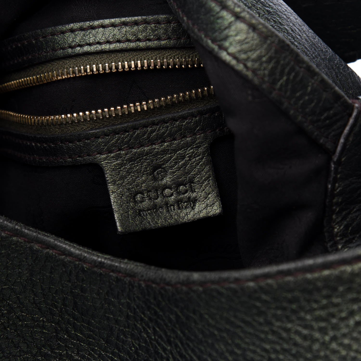 Gucci Metallic Pebbled Calfskin Large New Jackie Shoulder Bag Green 6 of 11