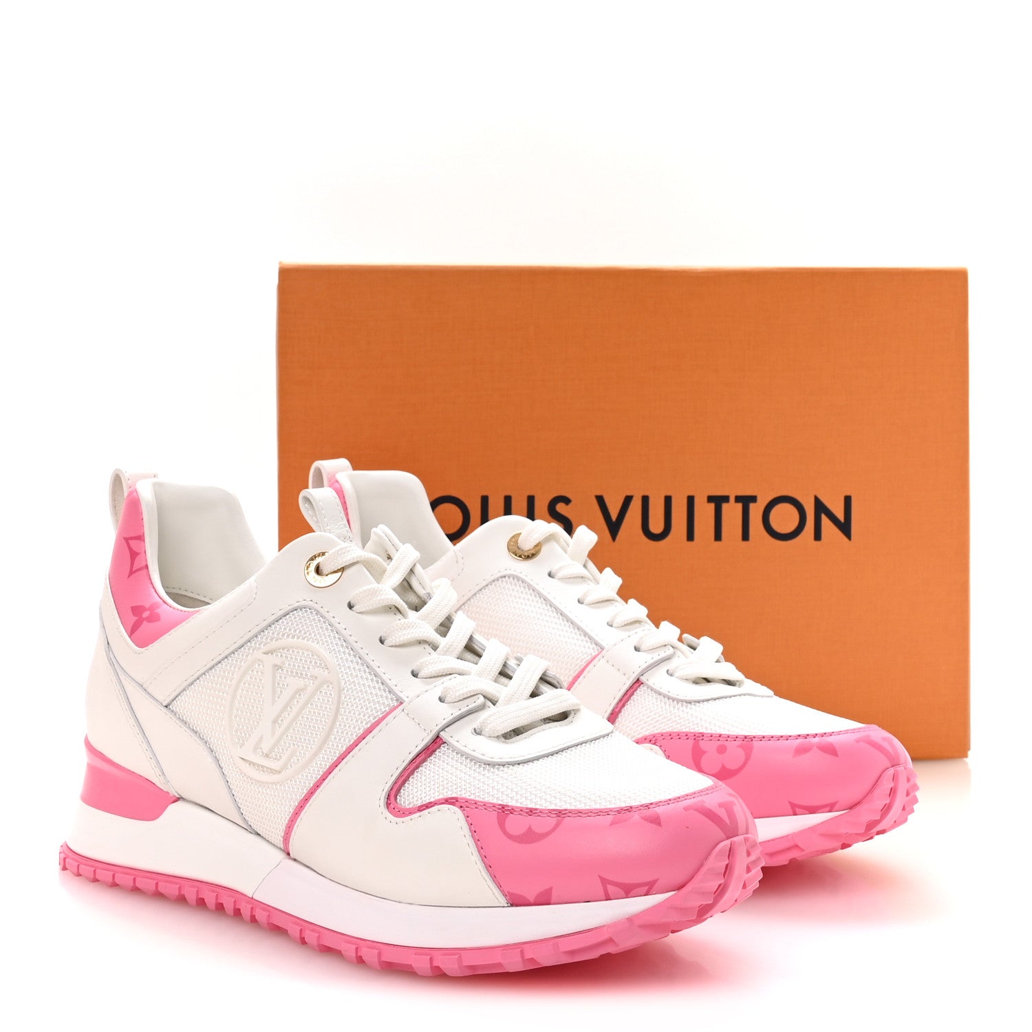 Louis Vuitton Calfskin Monogram Run Away Sneakers 37.5 White Pink 10 of 10