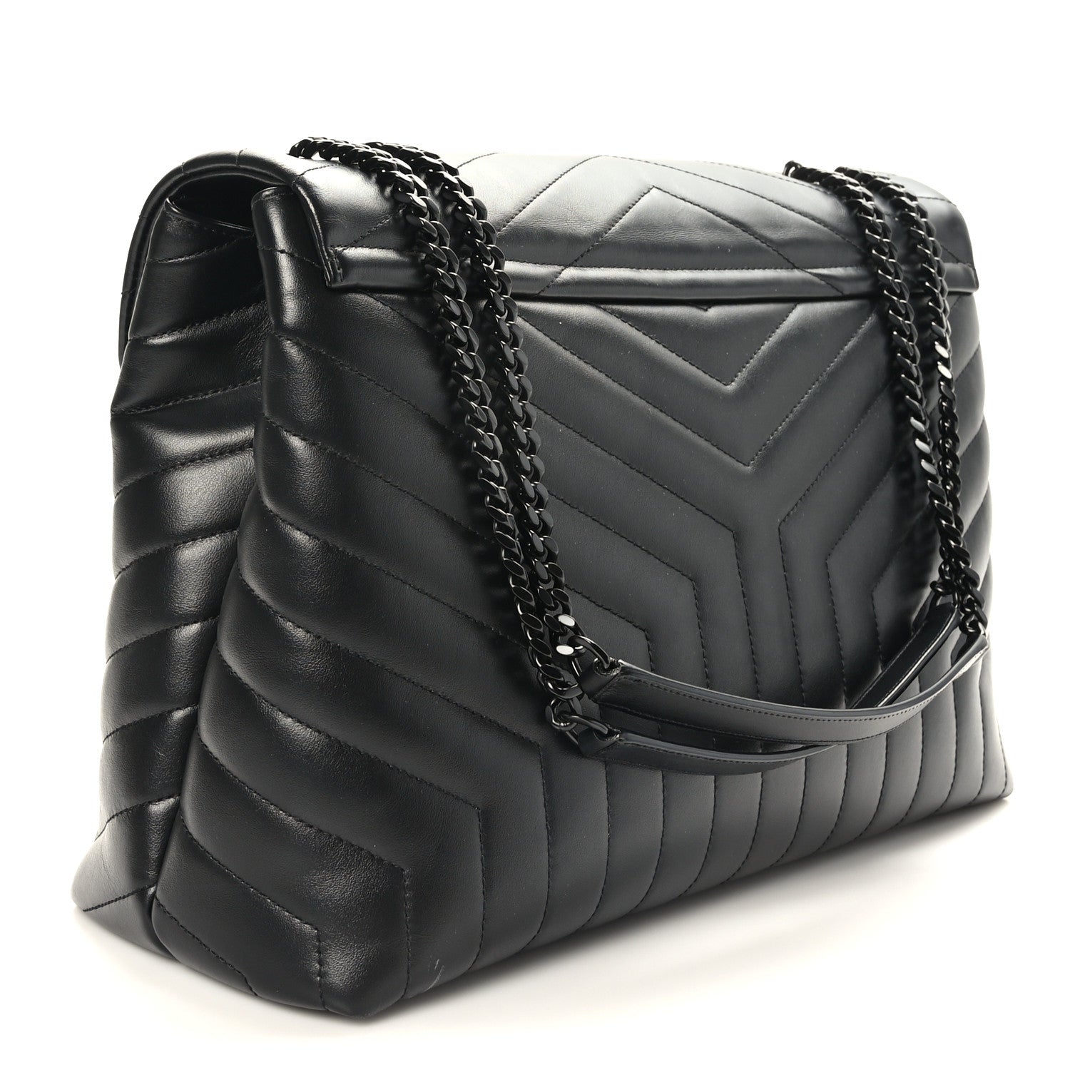 Saint Laurent Calfskin Y Quilted Monogram Large Loulou Chain Satchel Black 3 of 9