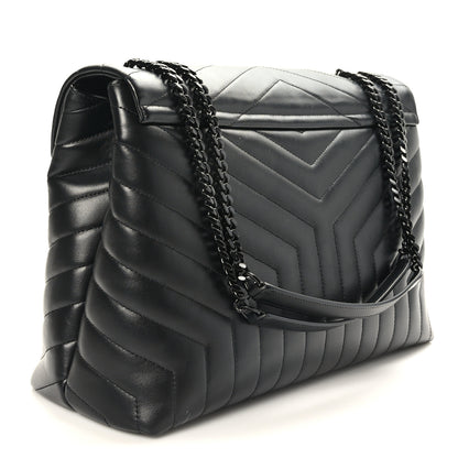 Saint Laurent Calfskin Y Quilted Monogram Large Loulou Chain Satchel Black 3 of 9