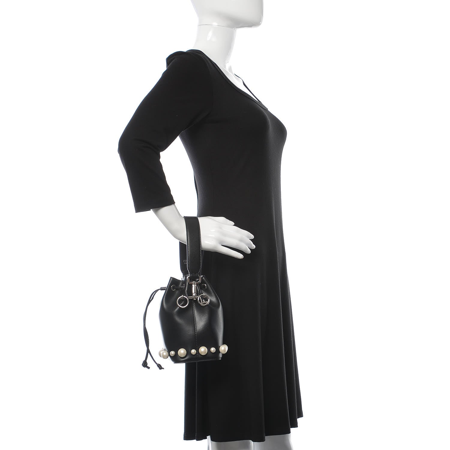 Fendi Vitello Liberty Pearl F is Fendi Mini Mon Tresor Bucket Bag Black 2 of 9