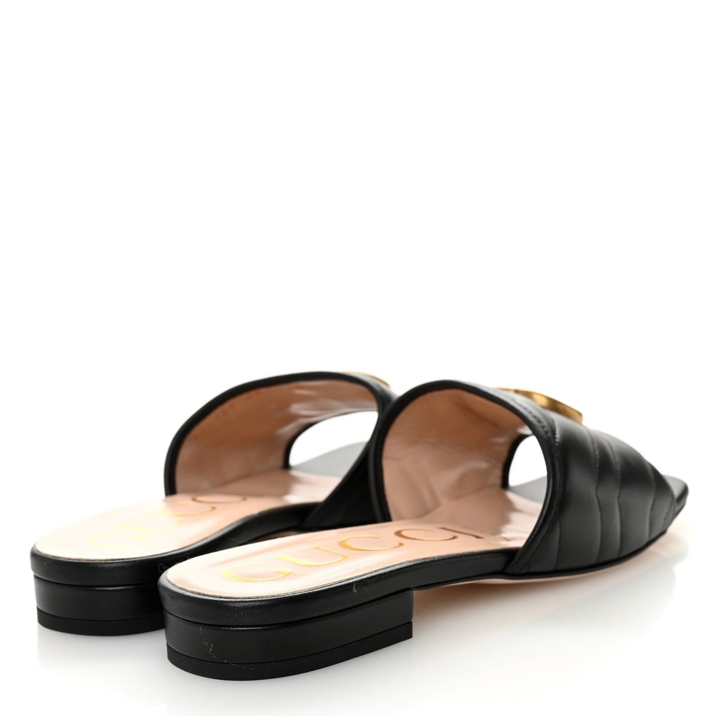 Nappa Matelasse GG Marmont Flat Slide Sandals 38 Black