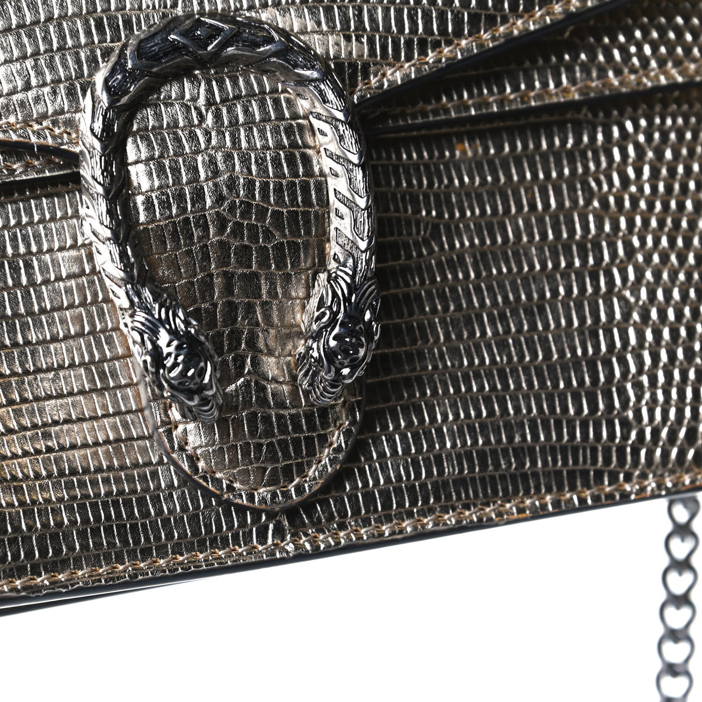 Metallic Lizard Super Mini Dionysus Shoulder Bag Gold