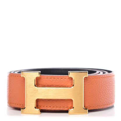 Hermes Box Taurillon Clemence 32mm H Belt 85 Orange Black 1 of 9