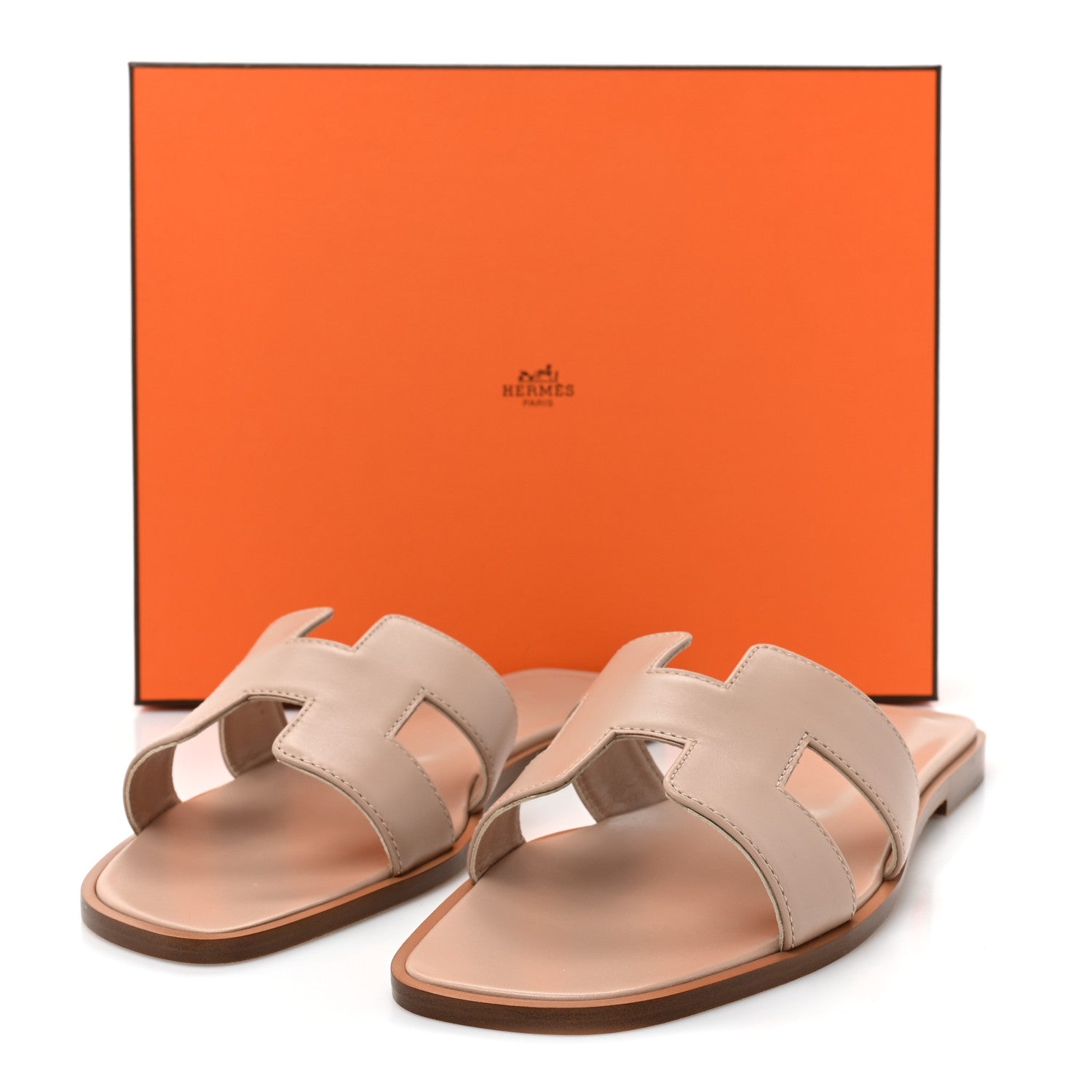 Hermes Box Calfskin Oran Sandals 39 Beige Nude 9 of 9