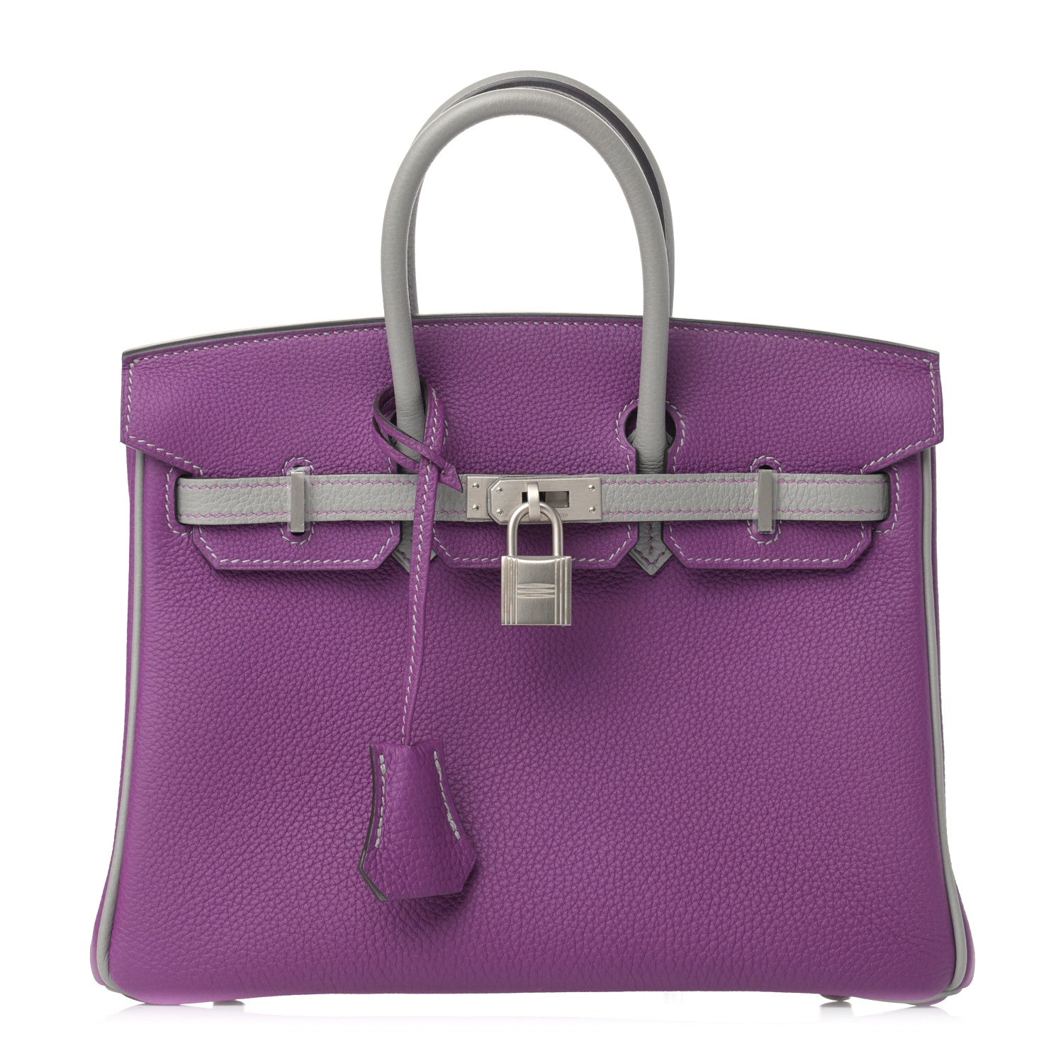 Hermes Togo Horseshoe Birkin 25 Anemone Gris Mouette 1 of 11
