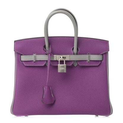 Hermes Togo Horseshoe Birkin 25 Anemone Gris Mouette 1 of 11